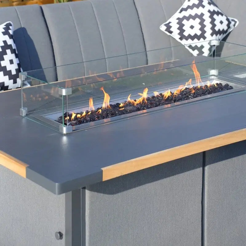 4-Piece Patio Acrylic Swing Chair Sofa Set with Firepit Table and BBQ Grill