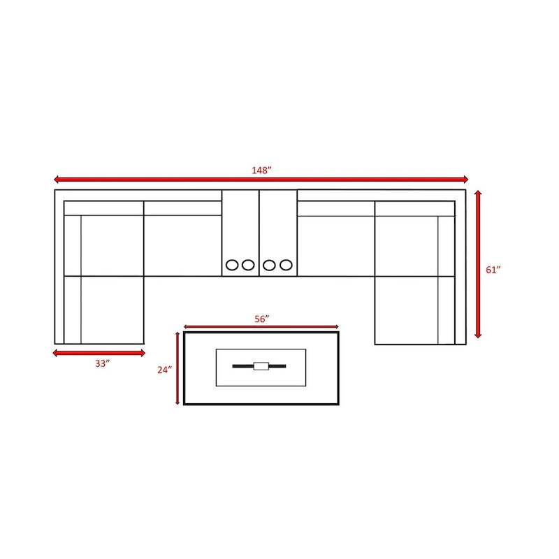 LSI 9 Piece Sectional Seating Group With Olefin Gray Cushion