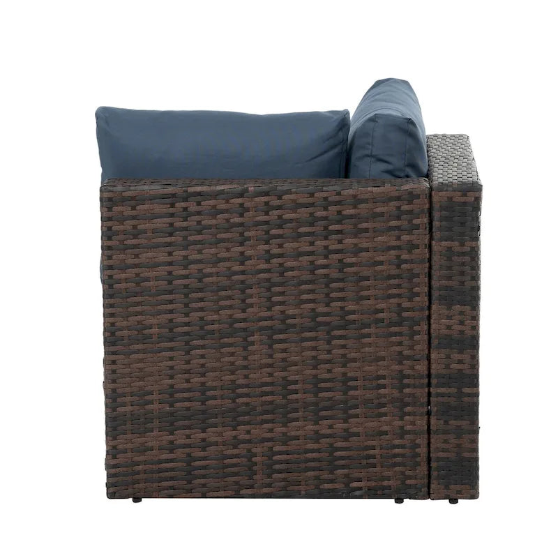5 Set Wicker Furniture With Tempered Glass Coffee Table