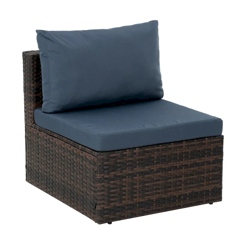 5 Set Wicker Furniture With Tempered Glass Coffee Table