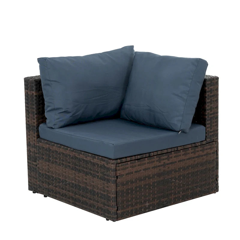 5 Set Wicker Furniture With Tempered Glass Coffee Table