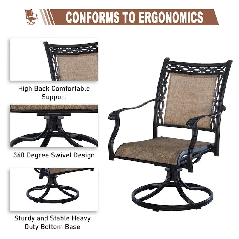 5 Piece Outdoor Patio Aluminum Dining Set With Round Table