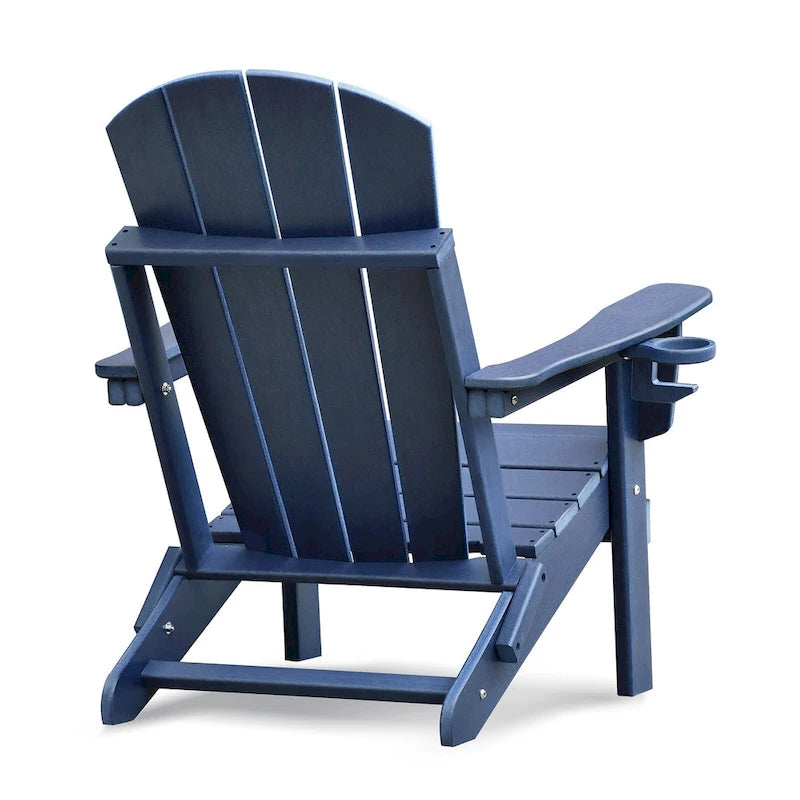 Folding Outdoor Adirondack Chair for Relaxing, HDPE All-weather Fire Pit Chair, Patio Lawn Chair