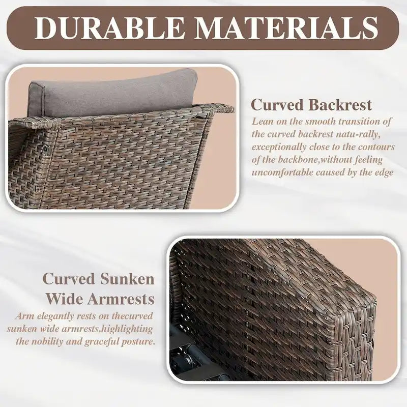 Outdoor Wicker Siwvel Chair Ottoman Set of 4 - Brown