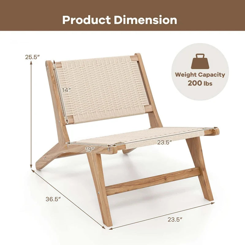 1/2 PCS Modern Accent Teak Wooden Chair w/ Braided Seat & Backrest