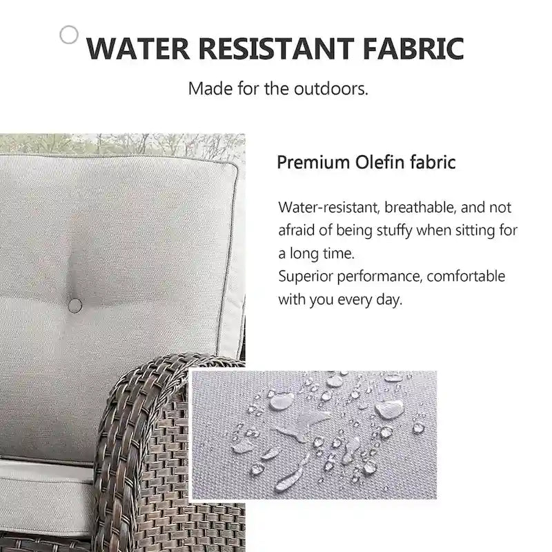 Outdoor Sofa with High Back Rattan Swivel Chair Set - Brown