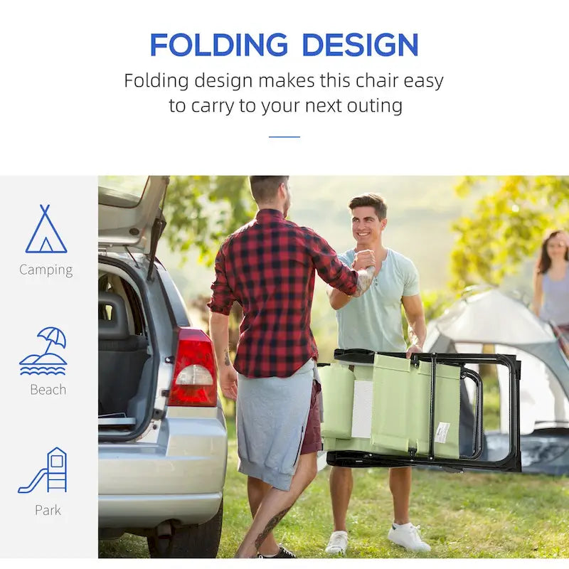 2-Piece Patio Folding Chairs with Adjustable Sling Back, Outdoor Camping Chairs with Removable Headrest