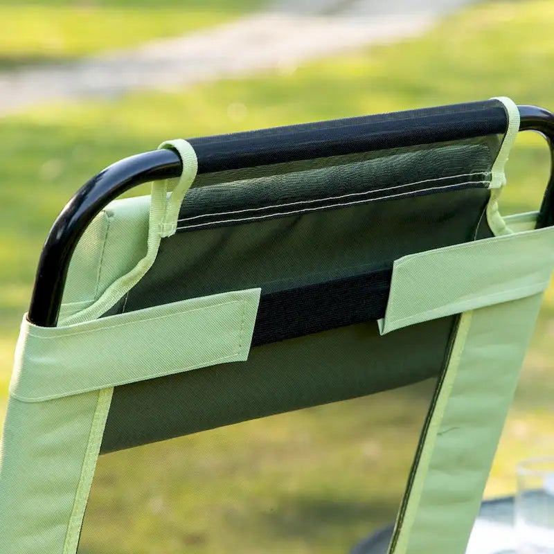 2-Piece Patio Folding Chairs with Adjustable Sling Back, Outdoor Camping Chairs with Removable Headrest
