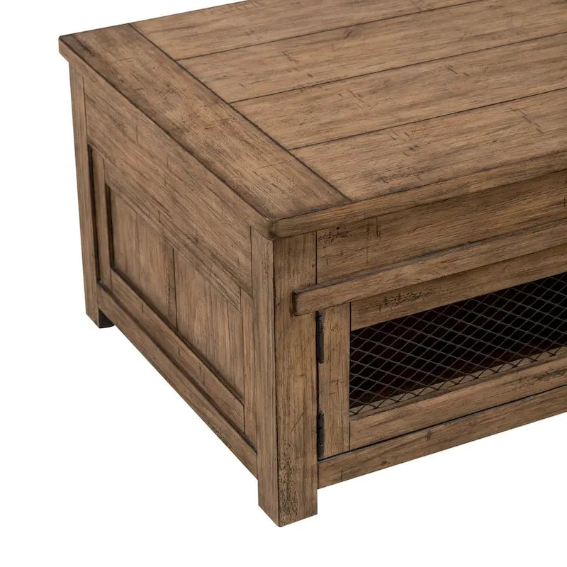 Pine Lift Top Cocktail Table with Storage – Weathered Toffee