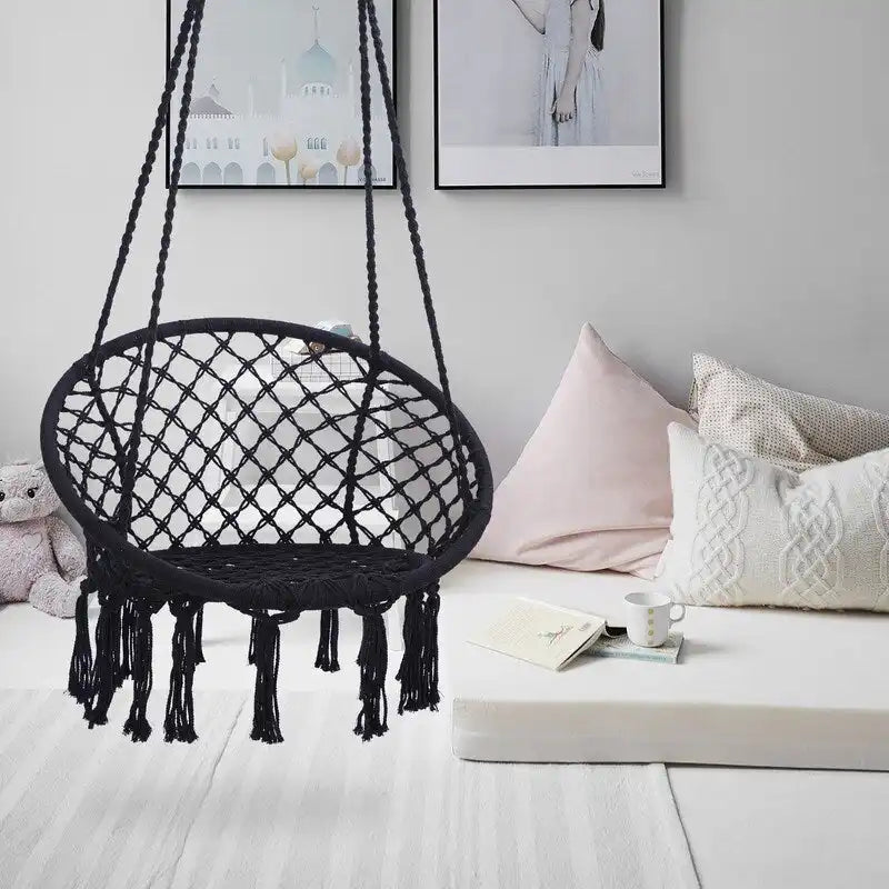 Hammock Chair Macrame Swing with Cotton Rope for Indoor Outdoor