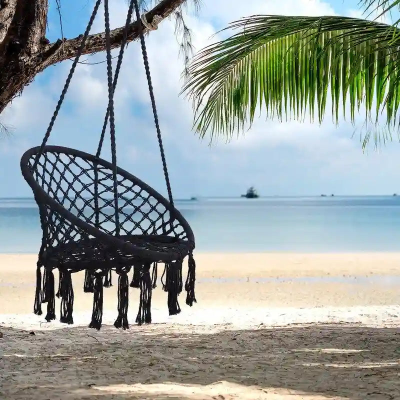 Hammock Chair Macrame Swing with Cotton Rope for Indoor Outdoor