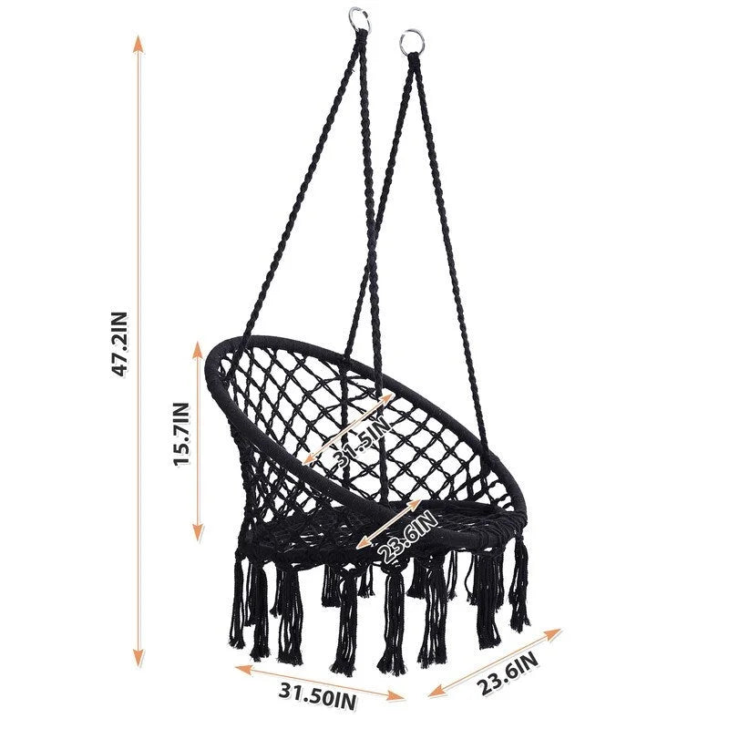 Hammock Chair Macrame Swing with Cotton Rope for Indoor Outdoor