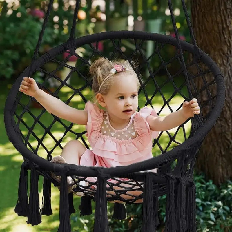 Hammock Chair Macrame Swing with Cotton Rope for Indoor Outdoor