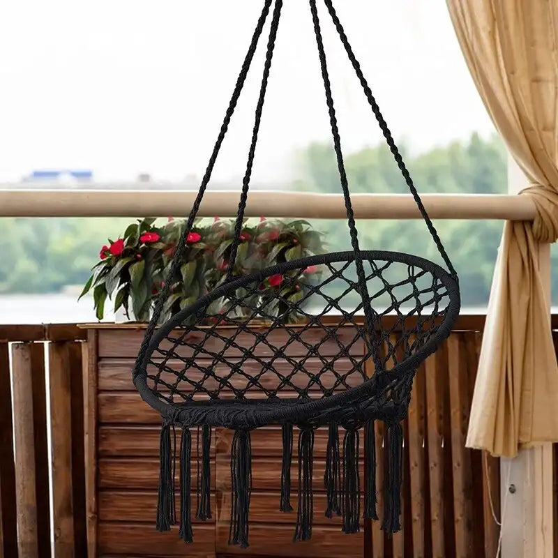 Hammock Chair Macrame Swing with Cotton Rope for Indoor Outdoor