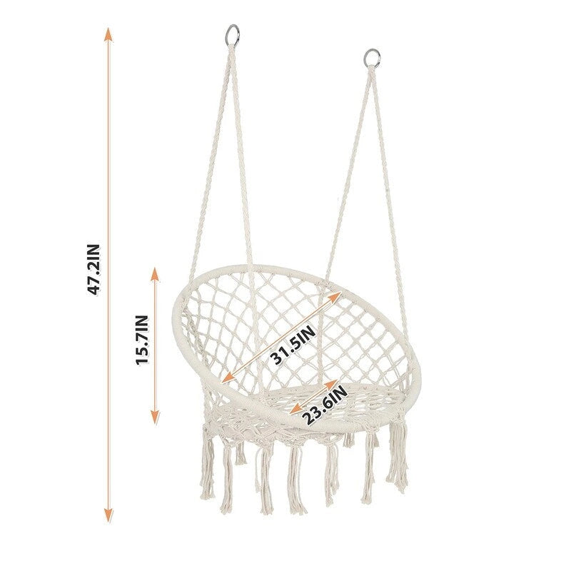 Hammock Chair Macrame Swing with Cotton Rope for Indoor Outdoor