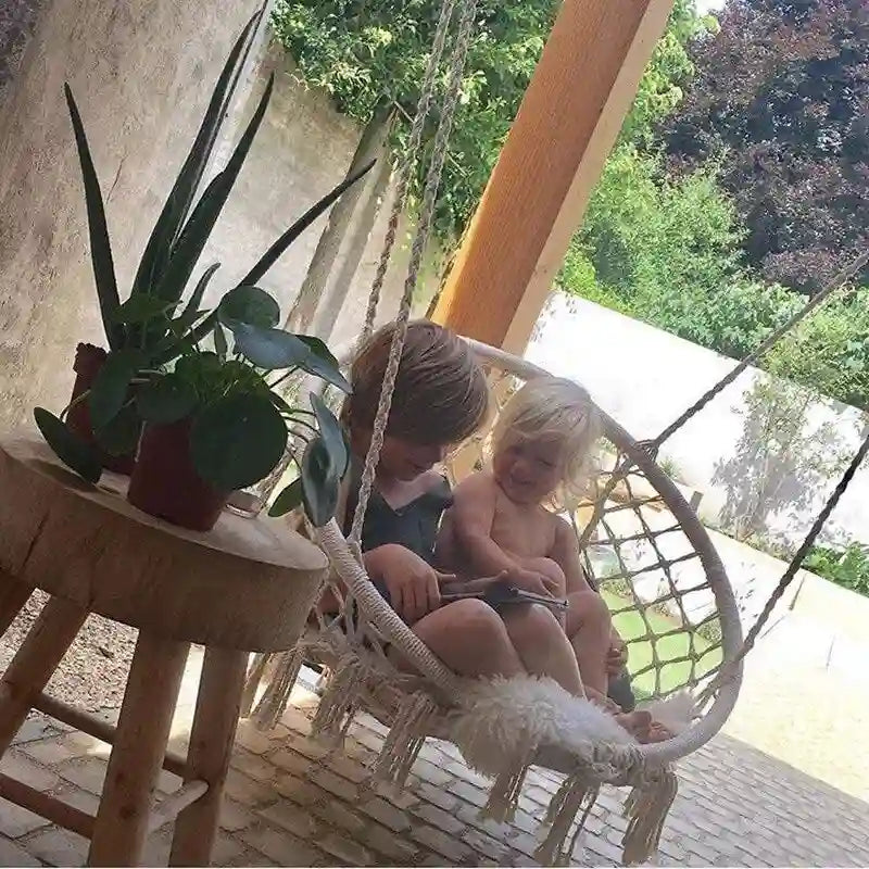 Hammock Chair Macrame Swing with Cotton Rope for Indoor Outdoor
