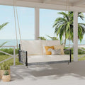 1-Piece Woven Rope Outdoor Swing Sofa with Soft Cushions Seating 2 for Patio, Courtyard and Balcony (Beige)