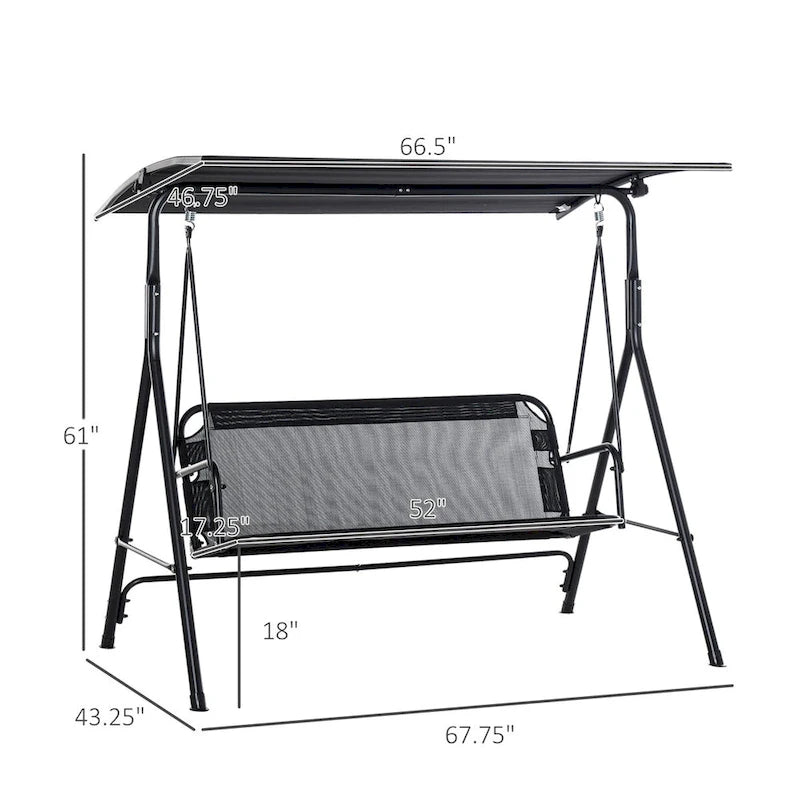 Patio Swing Chair with Canopy, Adjustable Tilt Canopy, Armrests