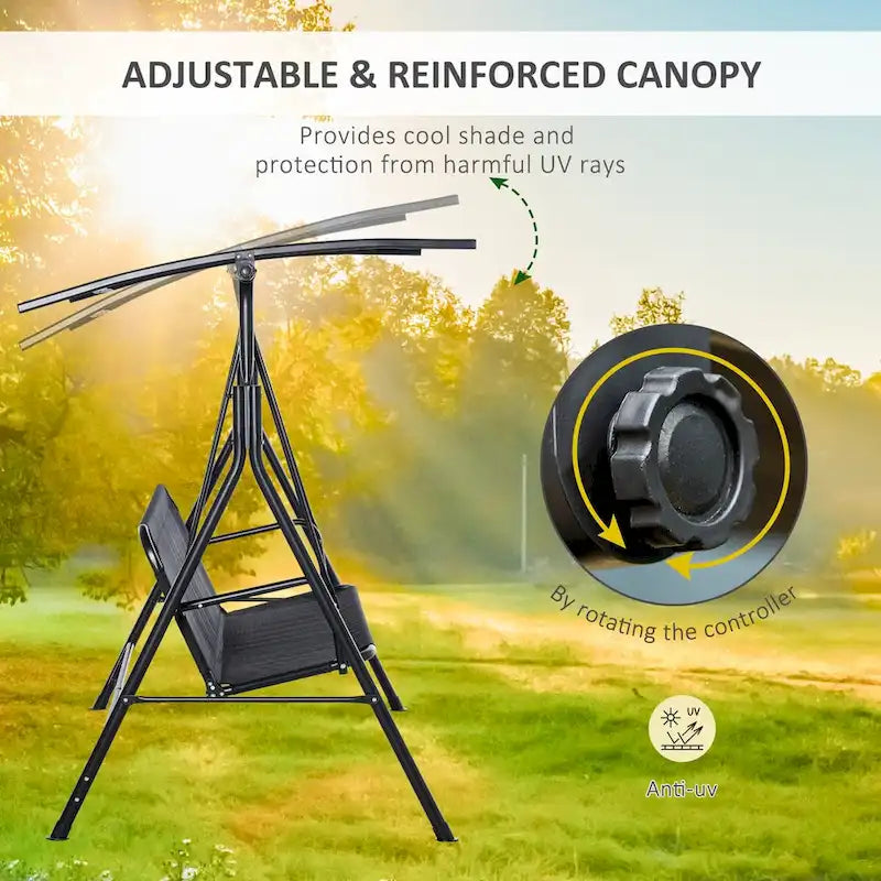 Patio Swing Chair with Canopy, Adjustable Tilt Canopy, Armrests