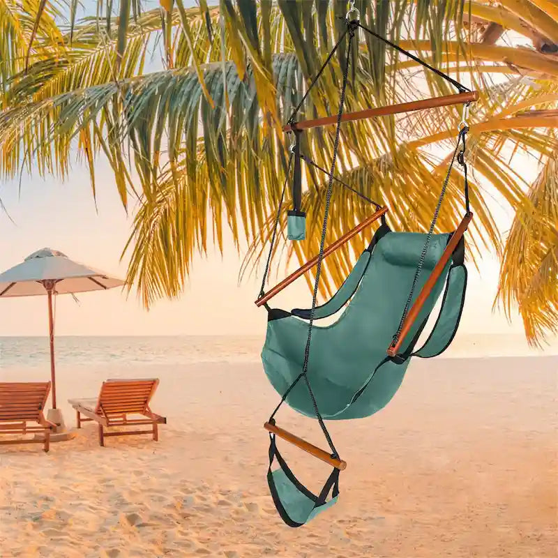 Hanging Chair Swing Oxford Cloth Wooden Stick Perforated for 220Lbs