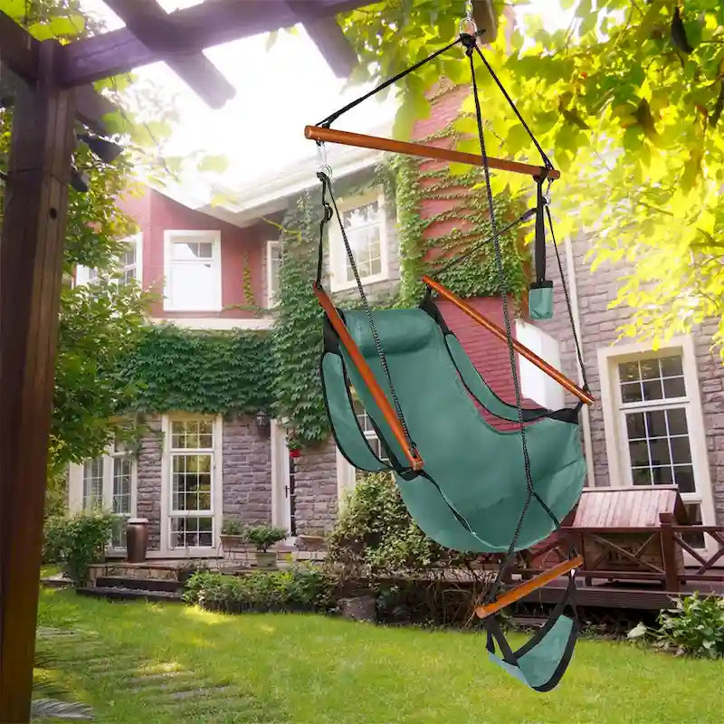 Hanging Chair Swing Oxford Cloth Wooden Stick Perforated for 220Lbs