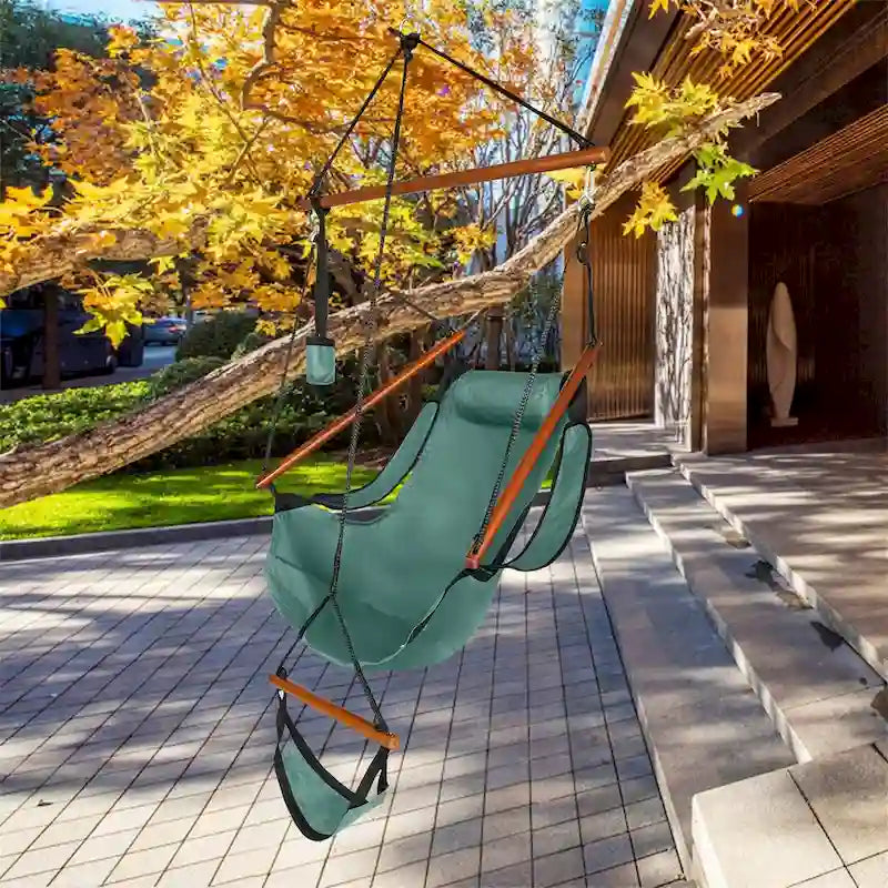 Hanging Chair Swing Oxford Cloth Wooden Stick Perforated for 220Lbs