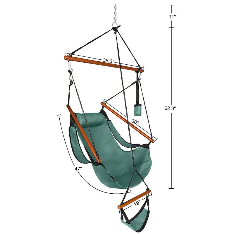 Hanging Chair Swing Oxford Cloth Wooden Stick Perforated for 220Lbs