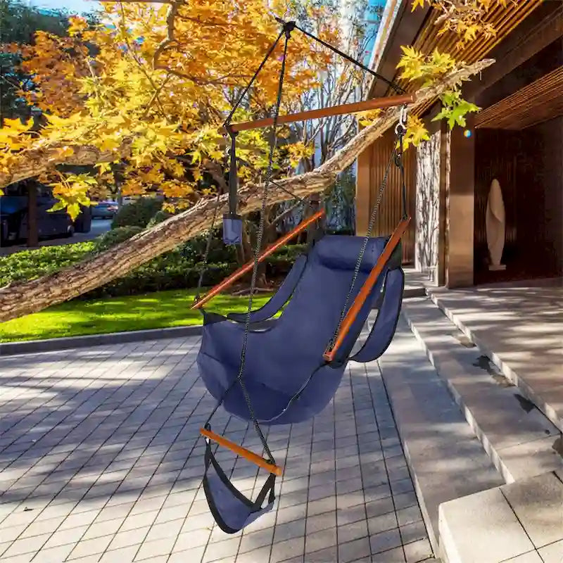 Hanging Chair Swing Oxford Cloth Wooden Stick Perforated for 220Lbs