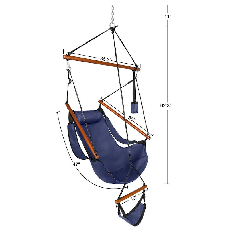Hanging Chair Swing Oxford Cloth Wooden Stick Perforated for 220Lbs