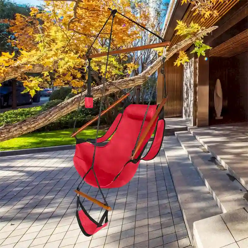 Hanging Chair Swing Oxford Cloth Wooden Stick Perforated for 220Lbs