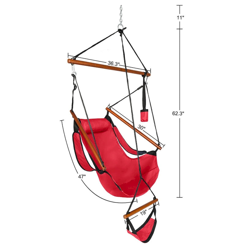Hanging Chair Swing Oxford Cloth Wooden Stick Perforated for 220Lbs