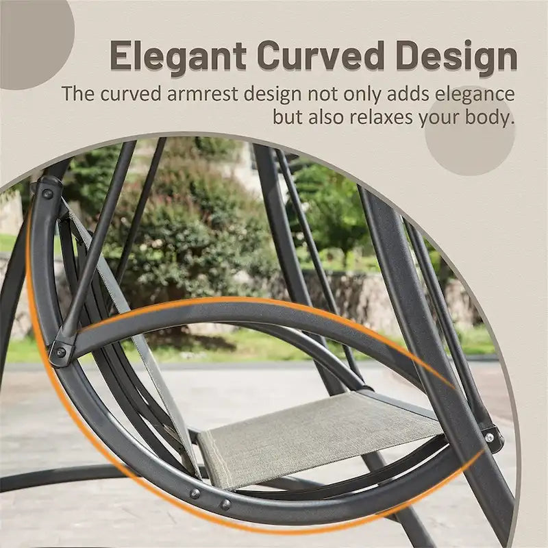 Patio 2-Seat Swing Chair with Adjustable Canopy and Durable Steel Frame