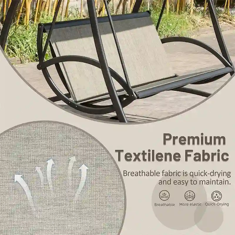 Patio 2-Seat Swing Chair with Adjustable Canopy and Durable Steel Frame