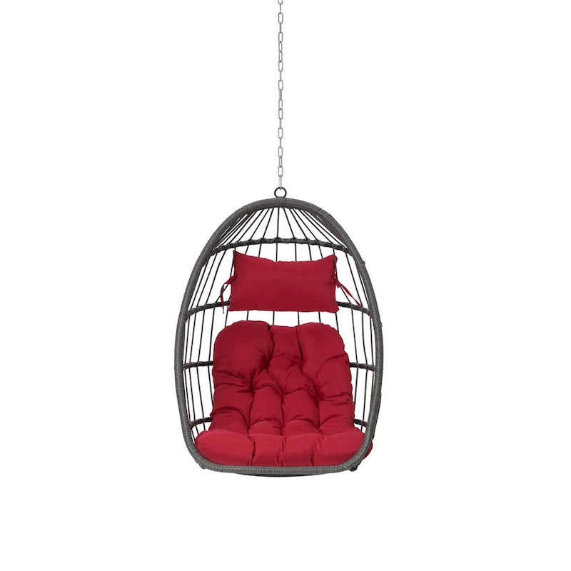 Outdoor Garden Rattan Egg Swing Chair Hanging Chair Wood