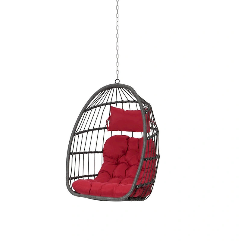 Outdoor Garden Rattan Egg Swing Chair Hanging Chair Wood