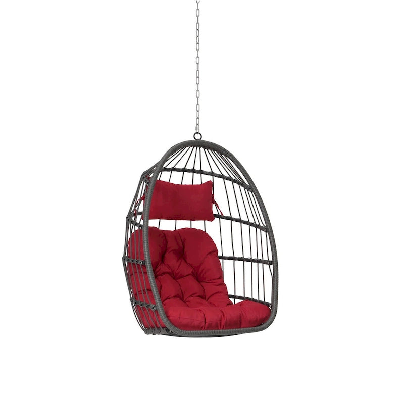 Outdoor Garden Rattan Egg Swing Chair Hanging Chair Wood