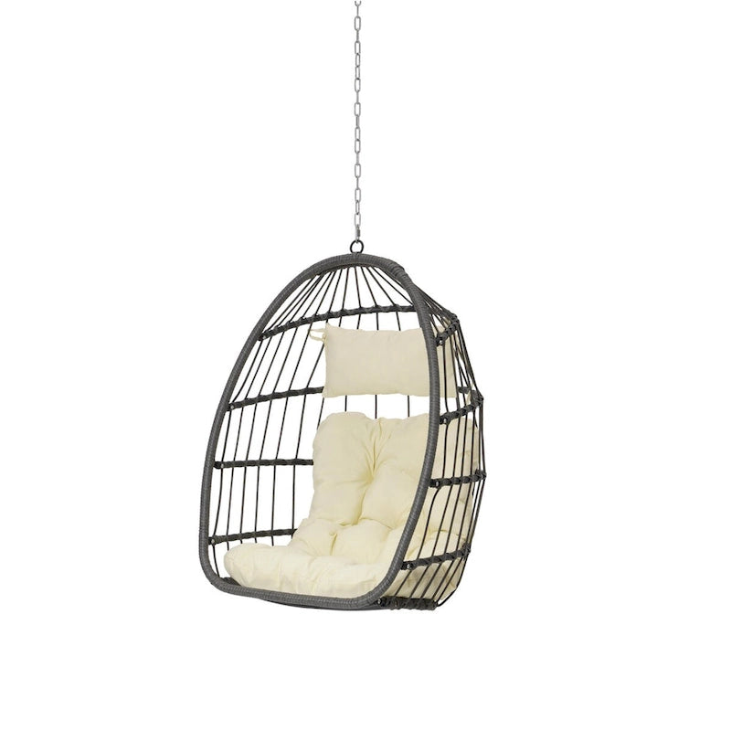 Outdoor Garden Rattan Egg Swing Chair Hanging Chair Wood
