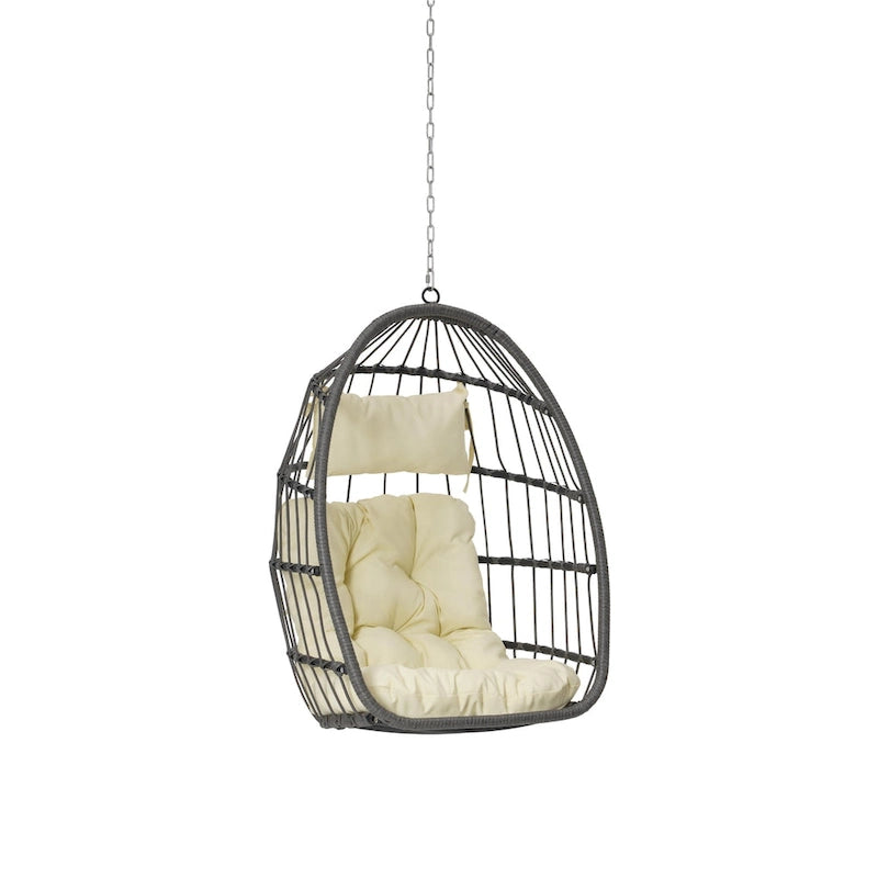 Outdoor Garden Rattan Egg Swing Chair Hanging Chair Wood