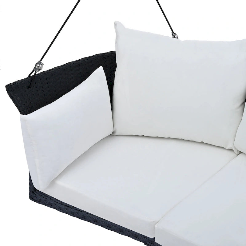 51.9  2-Person Wicker Swing Chair with cushions - N/A