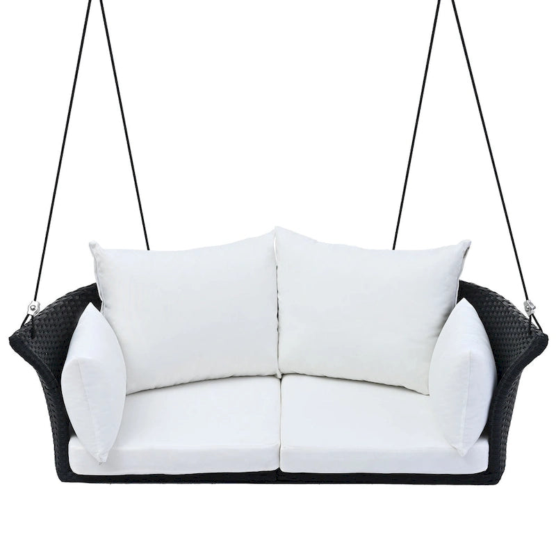 51.9  2-Person Wicker Swing Chair with cushions - N/A
