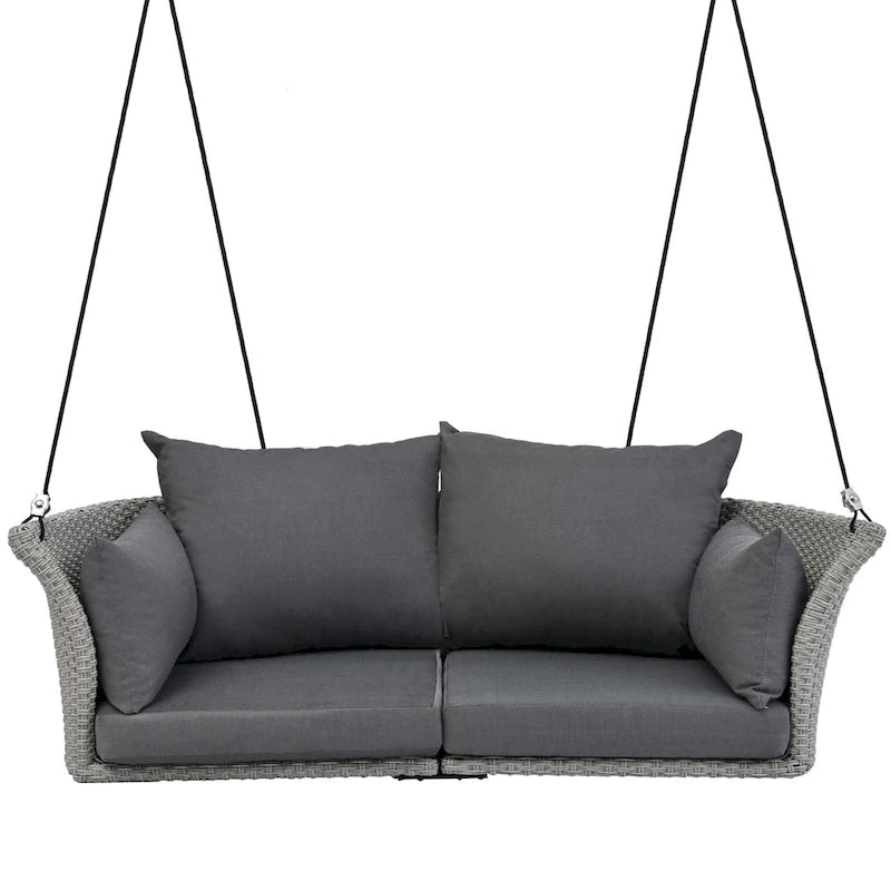 51.9  2-Person Wicker Swing Chair with cushions - N/A