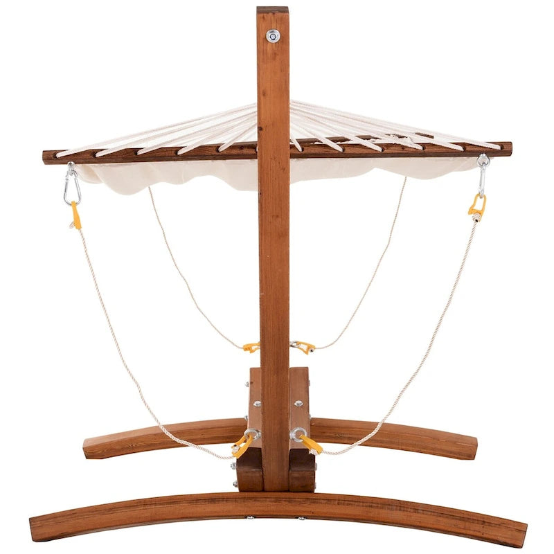Outdoor Wooden Hammock with Stand, Heavy Duty Roman Arc Hammock