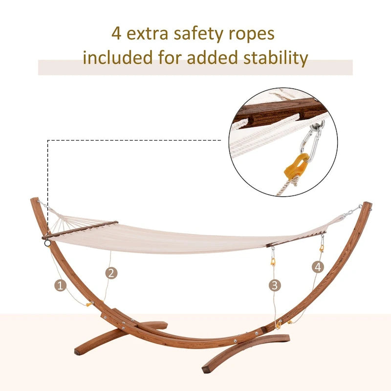 Outdoor Wooden Hammock with Stand, Heavy Duty Roman Arc Hammock