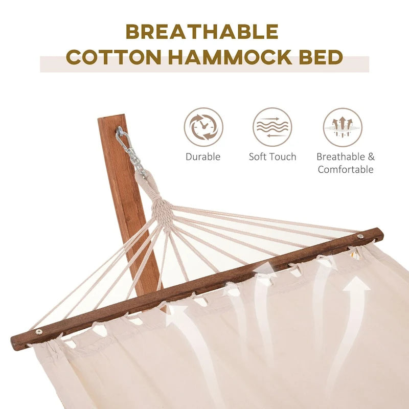 Outdoor Wooden Hammock with Stand, Heavy Duty Roman Arc Hammock