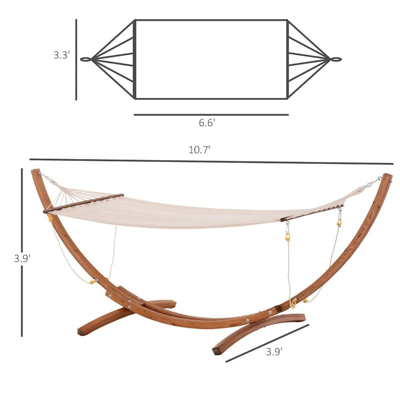 Outdoor Wooden Hammock with Stand, Heavy Duty Roman Arc Hammock