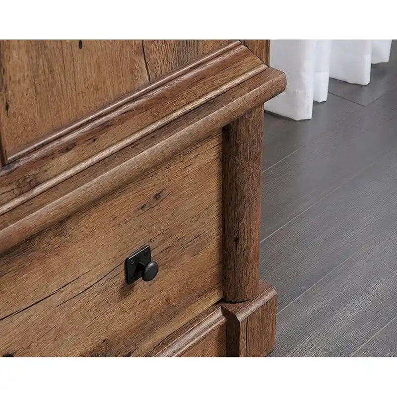 Wood Finish Armoire with Hanging Rod and Drawer – Brown