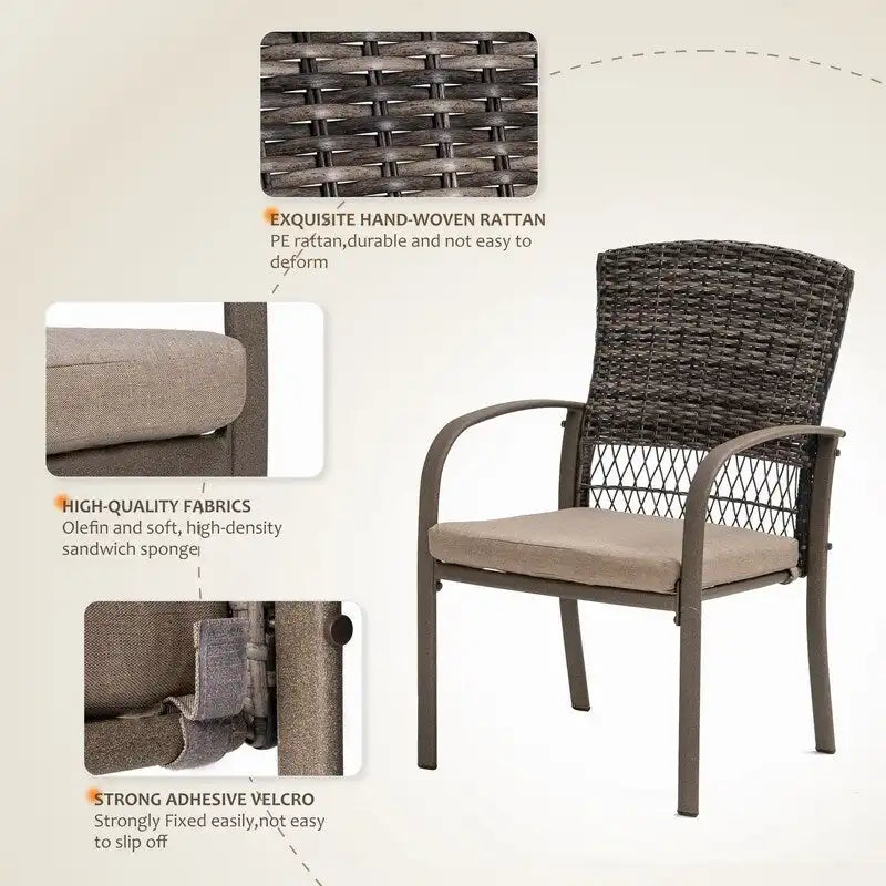 5-Piece PE Wicker Outdoor Dining Set with Cushions