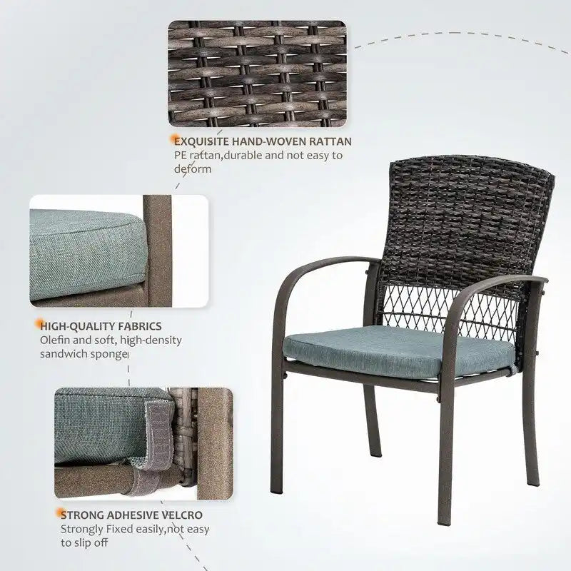 5-Piece PE Wicker Outdoor Dining Set with Cushions