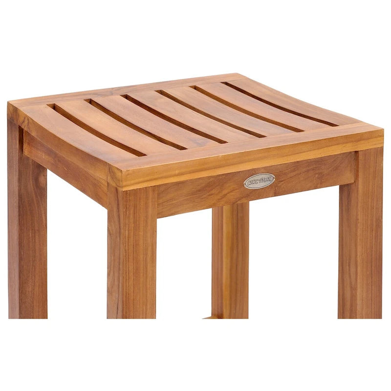 Chic Teak 7 Piece Teak Wood Antigua Patio Counter Height Bistro Set with 63  Rectangular Table and 6 Stools