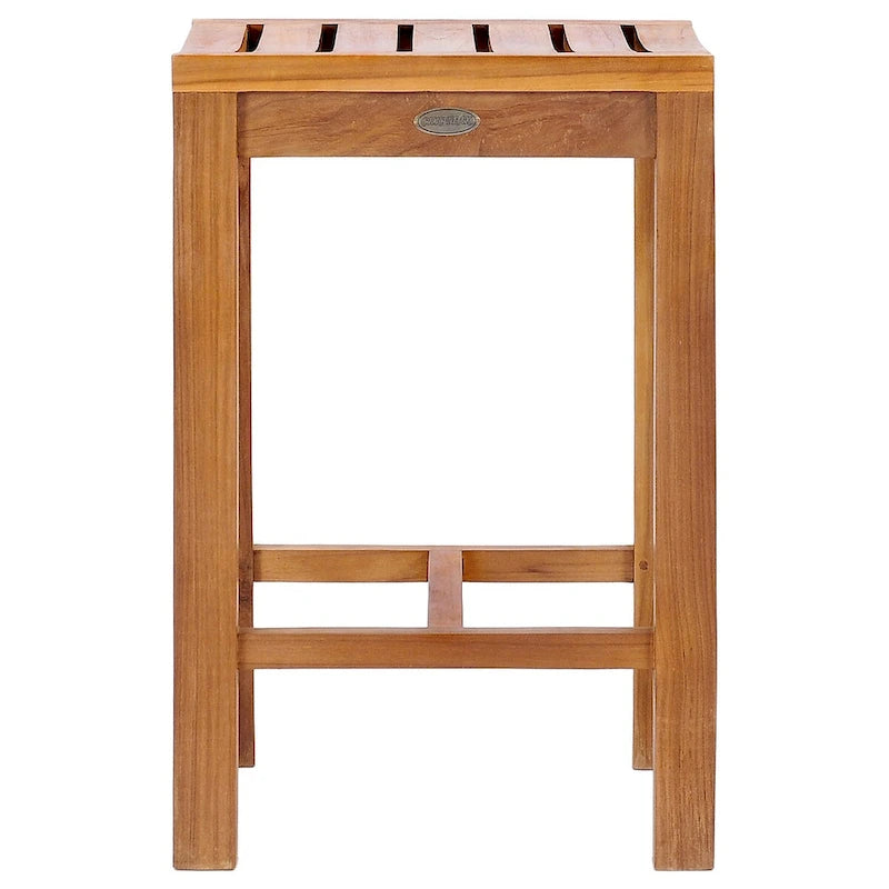 Chic Teak 7 Piece Teak Wood Antigua Patio Counter Height Bistro Set with 63  Rectangular Table and 6 Stools